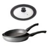 Lot 2 Poêles Avec Revêtement Dur Comme La Pierre 24 Et 28 Cm Et Couvercle Multi-diamètres