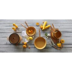 Casserole Ector Induction Aluminium Revêtu Manche En Bois 18 Cm Jaune -Cuisine Fournitures Boutique 108003 4 1 Casserole Ector induction aluminium revetu manche en bois 18 cm jaune Ogo