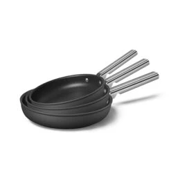 Smeg Set De 3 Poêles Aluminium Antiadhésives Noir Mat