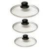 Lot 3 Couvercles En Verre Cerclés Inox 16, 18 Et 20 Cm