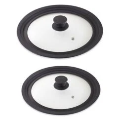 Lot 2 Couvercles En Verre Multi-diamètres De 16 à 28 Cm