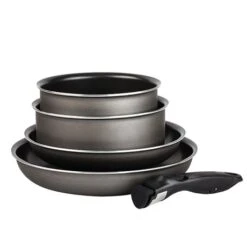 Set 2 Poêles Et 2 Casseroles Anti-adhésives Délice Et Manche Amovible