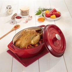 Cocotte En Fonte Ovale 29 Cm 4 L Rouge -Cuisine Fournitures Boutique 213176 2 7 Cocotte en fonte ovale 29 cm 4 L rouge Mathon