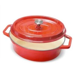 Cocotte En Fonte Ovale 33 Cm 6 L Rouge -Cuisine Fournitures Boutique 213222 3 9 Cocotte en fonte ovale 33 cm 6 L rouge Mathon