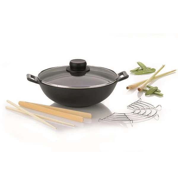 Wok En Fonte Avec Accessoires 24 Cm 2 Personnes 1 Wok En Fonte Avec Accessoires 24 Cm 2 Personnes