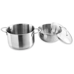 Faitout Inox 24 Cm Avec Panier Passoire Rotatif Et Couvercle En Verre 6,7 L -Cuisine Fournitures Boutique 273095 4 4 Faitout inox 24 cm avec panier passoire rotatif et couvercle en verre 6 7 L Mathon