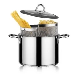 Cuiseur à Pâte Duetto Acier Inoxydable Et Couvercle Verre 24 Cm