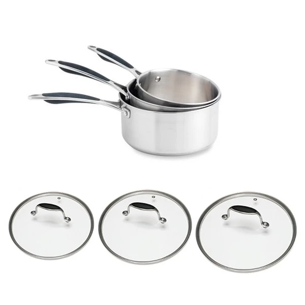 Lot 3 Casseroles Et Couvercles Inox Et Verre Excell'inox 1 Lot 3 Casseroles Et Couvercles Inox Et Verre Excell'inox