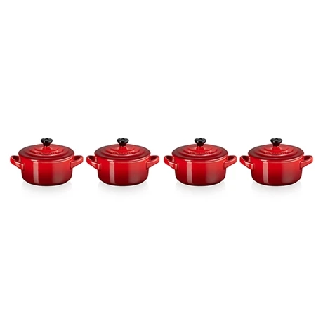Le Creuset Set 4 Mini-cocottes Céramique 10 Cm Cerise 1 Le Creuset Set 4 Mini-cocottes Céramique 10 Cm Cerise
