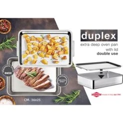 Plat à Four Inox Extra Profond Avec Couvercle Duplex -Cuisine Fournitures Boutique 371003 4 1 Plat a four Inox extra profond avec couvercle Duplex Inoxriv