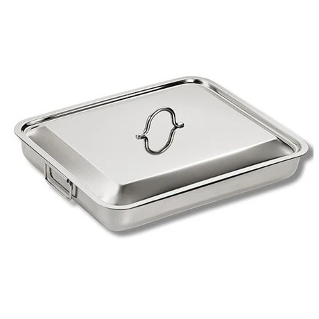 Plat à Four En Inox Avec Couvercle 35 X 27 Cm 2 Plat à Four En Inox Avec Couvercle 35 X 27 Cm – Image 2