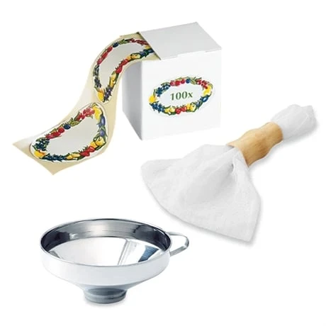 Kit Faire Son Coulis : Mousseline à Gelée, Entonnoir Et 100 étiquettes 1 Kit Faire Son Coulis : Mousseline à Gelée, Entonnoir Et 100 étiquettes