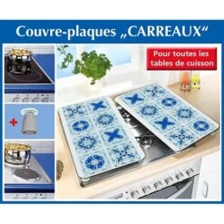 Set 2 Couvre-plaques Carreaux Bleus 7 Set 2 Couvre-plaques Carreaux Bleus -Cuisine Fournitures Boutique 623001 3 3 Set 2 couvre plaques carreaux bleus Wenko by Maximex