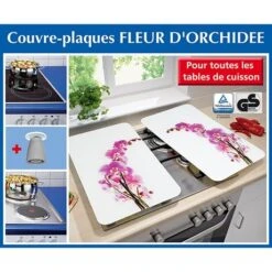 Set 2 Couvre-plaques Protection Motifs Orchidée -Cuisine Fournitures Boutique 62346 2 1 Set 2 couvre plaques protection motifs Orchidee Wenko by Maximex