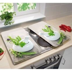 2 Couvre-plaques Protection Motifs Jardin De Fines Herbes -Cuisine Fournitures Boutique 62903 2 1 2 couvre plaques protection motifs Jardin de fines herbes Wenko by Maximex