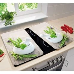 2 Couvre-plaques Protection Motifs Jardin De Fines Herbes -Cuisine Fournitures Boutique 62903 3 1 2 couvre plaques protection motifs Jardin de fines herbes Wenko by Maximex