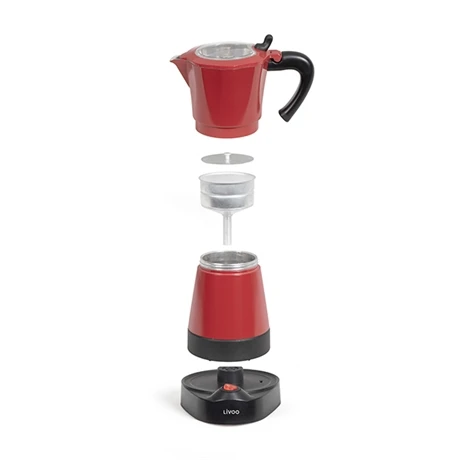 LIVOO Cafetière électrique Italienne Rouge 6 Tasses 480 W 2 LIVOO Cafetière électrique Italienne Rouge 6 Tasses 480 W – Image 2