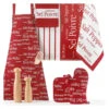 Set Manique, Gant, Torchon Et Tablier Rouge Sel & Poivre